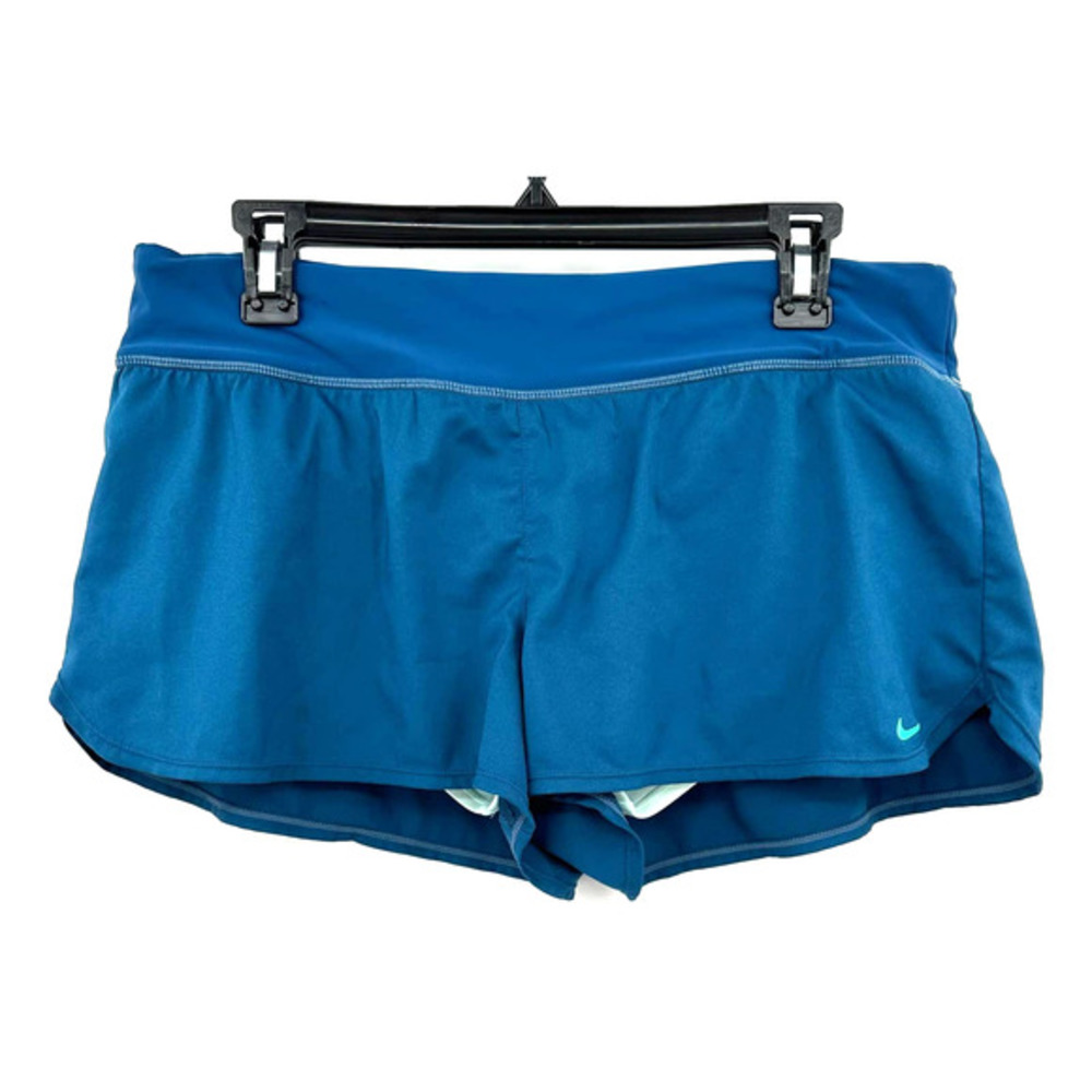 Nike size 14 blue shorts with liner shorts under athletic elastic waist pocket